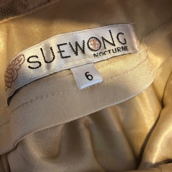 Sue Wong Beige Cocktail Dress Size 6 - Picture 12 of 16